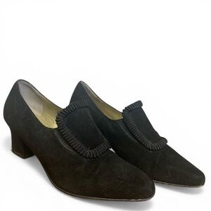 Ipanema Black Suede Heels Size 9 Vintage Loafer Style Pump